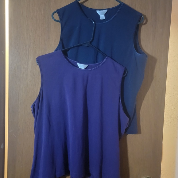 CJ Banks Tops - CJ Banks Set Of 2 Navy & Purple Tank Tops 100% Cotton Womens Plus Size 1X